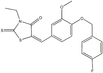 3-ethyl-5-{4-[(4-fluorobenzyl)oxy]-3-methoxybenzylidene}-2-thioxo-1,3-thiazolidin-4-one Structure