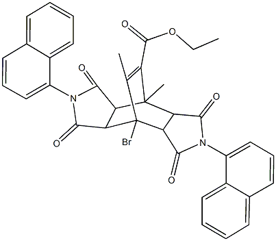 ethyl 7-bromo-1,14-dimethyl-4,10-di(1-naphthyl)-3,5,9,11-tetraoxo-4,10-diazatetracyclo[5.5.2.0~2,6~.0~8,12~]tetradec-13-ene-13-carboxylate Structure