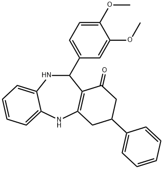 11-(3,4-dimethoxyphenyl)-3-phenyl-2,3,4,5,10,11-hexahydro-1H-dibenzo[b,e][1,4]diazepin-1-one Structure