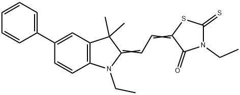 3-ethyl-5-[2-(1-ethyl-3,3-dimethyl-5-phenyl-1,3-dihydro-2H-indol-2-ylidene)ethylidene]-2-thioxo-1,3-thiazolidin-4-one Structure