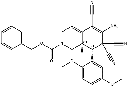 benzyl 6-amino-5,7,7-tricyano-8-(2,5-dimethoxyphenyl)-3,7,8,8a-tetrahydro-2(1H)-isoquinolinecarboxylate Structure