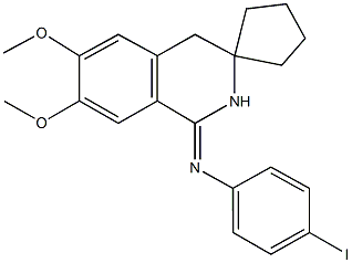 N-(6,7-dimethoxy-3,4-dihydrospiro[isoquinoline-3,1'-cyclopentane]-1(2H)-ylidene)-4-iodoaniline Struktur
