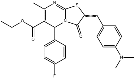 ethyl 2-[4-(dimethylamino)benzylidene]-5-(4-fluorophenyl)-7-methyl-3-oxo-2,3-dihydro-5H-[1,3]thiazolo[3,2-a]pyrimidine-6-carboxylate Struktur