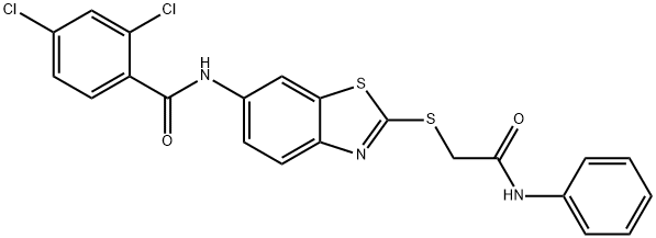 N-{2-[(2-anilino-2-oxoethyl)sulfanyl]-1,3-benzothiazol-6-yl}-2,4-dichlorobenzamide Struktur