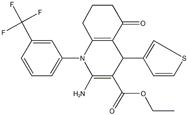 ethyl 2-amino-5-oxo-4-(3-thienyl)-1-[3-(trifluoromethyl)phenyl]-1,4,5,6,7,8-hexahydro-3-quinolinecarboxylate Structure