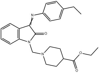 ethyl 1-({3-[(4-ethylphenyl)imino]-2-oxo-2,3-dihydro-1H-indol-1-yl}methyl)-4-piperidinecarboxylate Structure