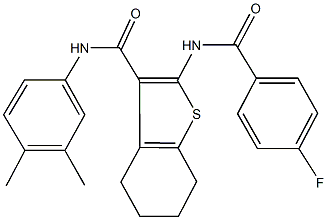 N-(3,4-dimethylphenyl)-2-[(4-fluorobenzoyl)amino]-4,5,6,7-tetrahydro-1-benzothiophene-3-carboxamide Struktur