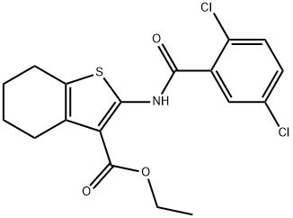 ethyl 2-[(2,5-dichlorobenzoyl)amino]-4,5,6,7-tetrahydro-1-benzothiophene-3-carboxylate Struktur