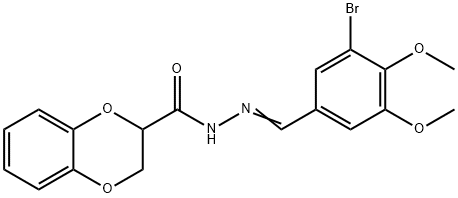 N'-(3-bromo-4,5-dimethoxybenzylidene)-2,3-dihydro-1,4-benzodioxine-2-carbohydrazide Struktur