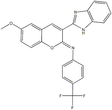 N-[3-(1H-benzimidazol-2-yl)-6-methoxy-2H-chromen-2-ylidene]-N-[4-(trifluoromethyl)phenyl]amine Structure