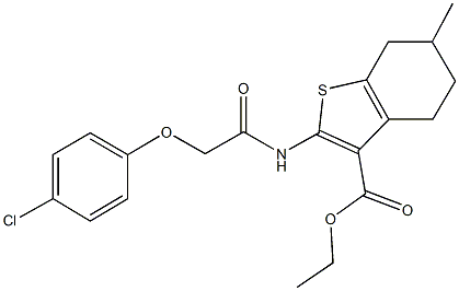 ethyl 2-{[(4-chlorophenoxy)acetyl]amino}-6-methyl-4,5,6,7-tetrahydro-1-benzothiophene-3-carboxylate Structure