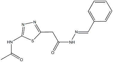 N-{5-[2-(2-benzylidenehydrazino)-2-oxoethyl]-1,3,4-thiadiazol-2-yl}acetamide Structure