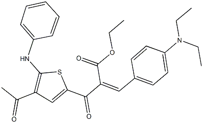 ethyl 2-[(4-acetyl-5-anilino-2-thienyl)carbonyl]-3-[4-(diethylamino)phenyl]acrylate Struktur