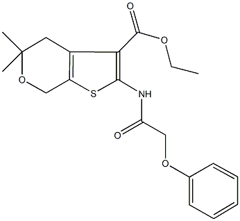 ethyl 5,5-dimethyl-2-[(phenoxyacetyl)amino]-4,7-dihydro-5H-thieno[2,3-c]pyran-3-carboxylate Struktur