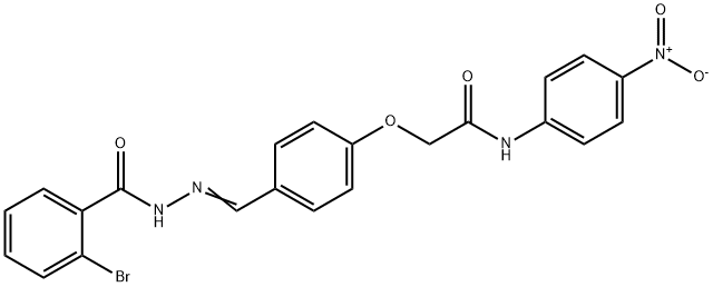 2-{4-[2-(2-bromobenzoyl)carbohydrazonoyl]phenoxy}-N-{4-nitrophenyl}acetamide Struktur