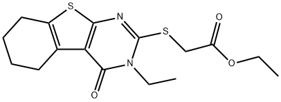 ethyl [(3-ethyl-4-oxo-3,4,5,6,7,8-hexahydro[1]benzothieno[2,3-d]pyrimidin-2-yl)sulfanyl]acetate Struktur