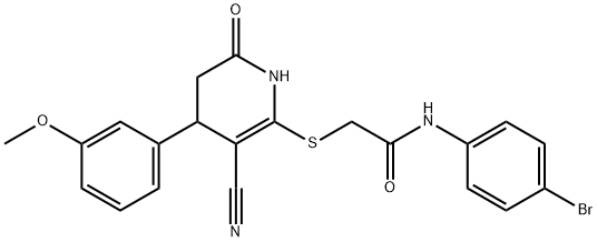 N-(4-bromophenyl)-2-{[3-cyano-4-(3-methoxyphenyl)-6-oxo-1,4,5,6-tetrahydro-2-pyridinyl]sulfanyl}acetamide Struktur