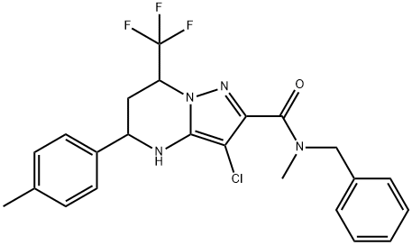 N-benzyl-3-chloro-N-methyl-5-(4-methylphenyl)-7-(trifluoromethyl)-4,5,6,7-tetrahydropyrazolo[1,5-a]pyrimidine-2-carboxamide Structure