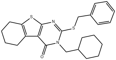 2-(benzylsulfanyl)-3-(cyclohexylmethyl)-5,6,7,8-tetrahydro[1]benzothieno[2,3-d]pyrimidin-4(3H)-one Structure