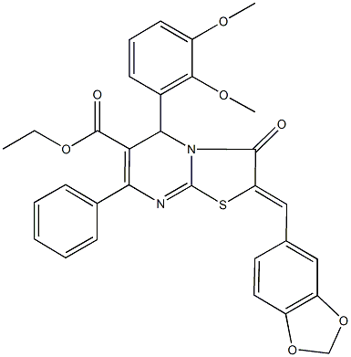 ethyl 2-(1,3-benzodioxol-5-ylmethylene)-5-(2,3-dimethoxyphenyl)-3-oxo-7-phenyl-2,3-dihydro-5H-[1,3]thiazolo[3,2-a]pyrimidine-6-carboxylate Structure