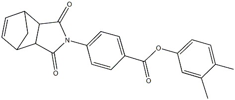 3,4-dimethylphenyl 4-(3,5-dioxo-4-azatricyclo[5.2.1.0~2,6~]dec-8-en-4-yl)benzoate Struktur