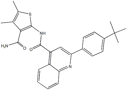 N-[3-(aminocarbonyl)-4,5-dimethylthien-2-yl]-2-(4-tert-butylphenyl)quinoline-4-carboxamide Struktur