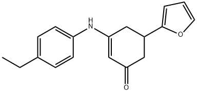 3-(4-ethylanilino)-5-(2-furyl)cyclohex-2-en-1-one Struktur