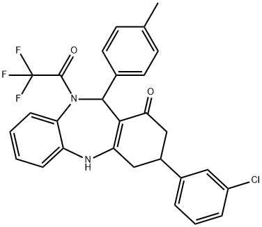 3-(3-chlorophenyl)-11-(4-methylphenyl)-10-(trifluoroacetyl)-2,3,4,5,10,11-hexahydro-1H-dibenzo[b,e][1,4]diazepin-1-one Struktur