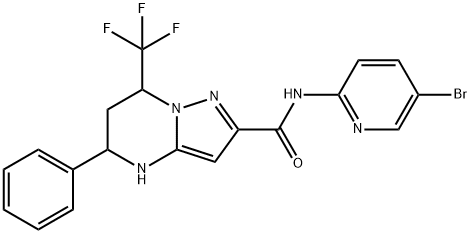 N-(5-bromo-2-pyridinyl)-5-phenyl-7-(trifluoromethyl)-4,5,6,7-tetrahydropyrazolo[1,5-a]pyrimidine-2-carboxamide Structure