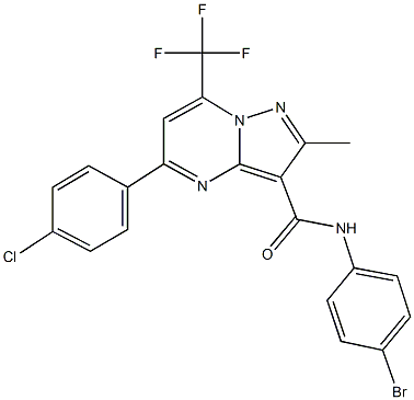 N-(4-bromophenyl)-5-(4-chlorophenyl)-2-methyl-7-(trifluoromethyl)pyrazolo[1,5-a]pyrimidine-3-carboxamide Struktur