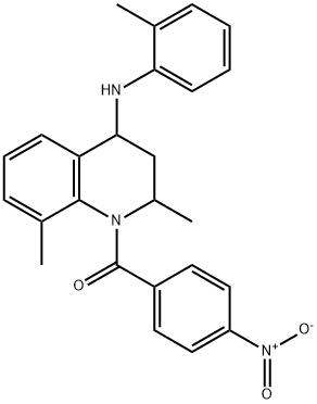 1-{4-nitrobenzoyl}-2,8-dimethyl-4-(2-toluidino)-1,2,3,4-tetrahydroquinoline Structure