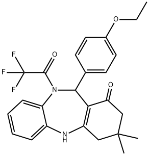 11-(4-ethoxyphenyl)-3,3-dimethyl-10-(trifluoroacetyl)-2,3,4,5,10,11-hexahydro-1H-dibenzo[b,e][1,4]diazepin-1-one Struktur