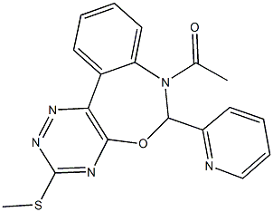 7-acetyl-6-(2-pyridinyl)-6,7-dihydro[1,2,4]triazino[5,6-d][3,1]benzoxazepin-3-yl methyl sulfide Structure