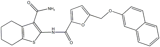 N-[3-(aminocarbonyl)-4,5,6,7-tetrahydro-1-benzothien-2-yl]-5-[(2-naphthyloxy)methyl]-2-furamide Struktur