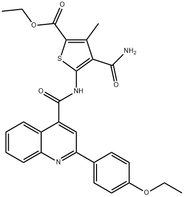ethyl 4-(aminocarbonyl)-5-({[2-(4-ethoxyphenyl)-4-quinolinyl]carbonyl}amino)-3-methyl-2-thiophenecarboxylate Structure