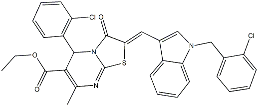 ethyl 2-{[1-(2-chlorobenzyl)-1H-indol-3-yl]methylene}-5-(2-chlorophenyl)-7-methyl-3-oxo-2,3-dihydro-5H-[1,3]thiazolo[3,2-a]pyrimidine-6-carboxylate Structure