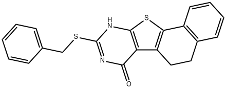 9-(benzylsulfanyl)-5,8-dihydronaphtho[2',1':4,5]thieno[2,3-d]pyrimidin-7(6H)-one Structure