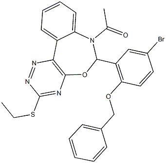 7-acetyl-6-[2-(benzyloxy)-5-bromophenyl]-3-(ethylsulfanyl)-6,7-dihydro[1,2,4]triazino[5,6-d][3,1]benzoxazepine Struktur