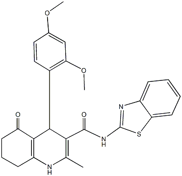 N-(1,3-benzothiazol-2-yl)-4-(2,4-dimethoxyphenyl)-2-methyl-5-oxo-1,4,5,6,7,8-hexahydro-3-quinolinecarboxamide Structure