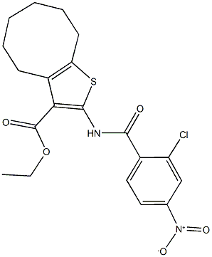 ethyl 2-({2-chloro-4-nitrobenzoyl}amino)-4,5,6,7,8,9-hexahydrocycloocta[b]thiophene-3-carboxylate Struktur