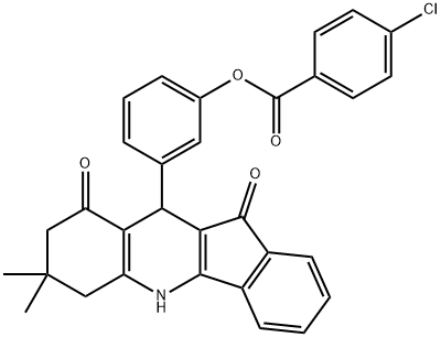 3-(7,7-dimethyl-9,11-dioxo-6,7,8,9,10,11-hexahydro-5H-indeno[1,2-b]quinolin-10-yl)phenyl 4-chlorobenzoate Structure