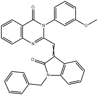 2-[(1-benzyl-2-oxo-1,2-dihydro-3H-indol-3-ylidene)methyl]-3-(3-methoxyphenyl)-4(3H)-quinazolinone Structure