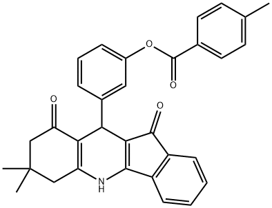 3-(7,7-dimethyl-9,11-dioxo-6,7,8,9,10,11-hexahydro-5H-indeno[1,2-b]quinolin-10-yl)phenyl 4-methylbenzoate Structure