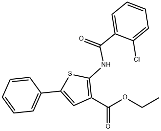 ethyl 2-[(2-chlorobenzoyl)amino]-5-phenylthiophene-3-carboxylate Struktur