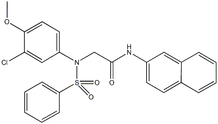 2-[3-chloro-4-methoxy(phenylsulfonyl)anilino]-N-(2-naphthyl)acetamide Structure