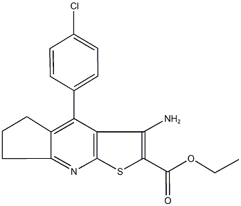 ethyl 3-amino-4-(4-chlorophenyl)-6,7-dihydro-5H-cyclopenta[b]thieno[3,2-e]pyridine-2-carboxylate Struktur