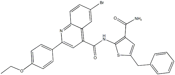 N-[3-(aminocarbonyl)-5-benzyl-2-thienyl]-6-bromo-2-(4-ethoxyphenyl)-4-quinolinecarboxamide Struktur