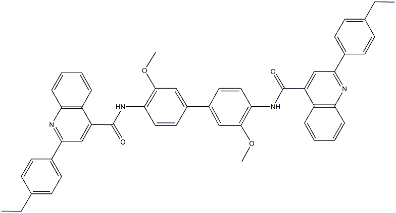 2-(4-ethylphenyl)-N-[4'-({[2-(4-ethylphenyl)-4-quinolinyl]carbonyl}amino)-3,3'-dimethoxy[1,1'-biphenyl]-4-yl]-4-quinolinecarboxamide Structure