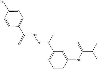 N-{3-[N-(4-chlorobenzoyl)ethanehydrazonoyl]phenyl}-2-methylpropanamide Struktur