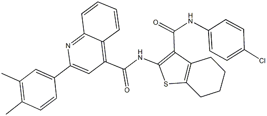 N-{3-[(4-chloroanilino)carbonyl]-4,5,6,7-tetrahydro-1-benzothien-2-yl}-2-(3,4-dimethylphenyl)-4-quinolinecarboxamide Structure